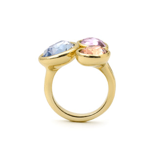 Anillo de Cristal Multicolor acabado en oro amarillo de 18k - Moodab-MULTICOLOR