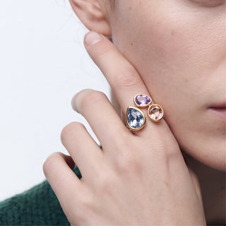 Anillo de Cristal Multicolor acabado en oro amarillo de 18k - Moodab-MULTICOLOR