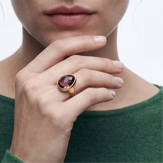 Anillo de Cristal Morado acabado en oro amarillo de 18k - Rimya-MORADO
