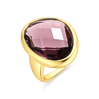 Anillo de Cristal Morado acabado en oro amarillo de 18k - Rimya-MORADO