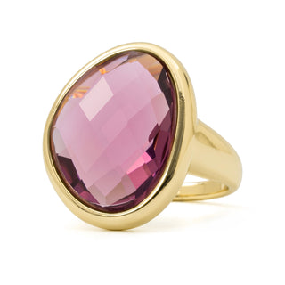 Anillo de Cristal Morado acabado en oro amarillo de 18k - Rimya-MORADO