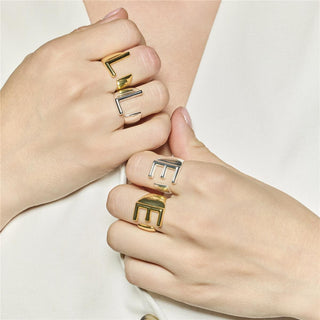 Anillo acabado oro amarillo 18k - Alphabet-blanco