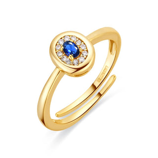 Anillo de Circonita Zafiro acabado en oro amarillo de 18k - Sahspu-AZUL