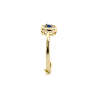 Anillo de Circonita Zafiro acabado en oro amarillo de 18k - Sahspu-AZUL
