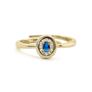 Anillo de Circonita Zafiro acabado en oro amarillo de 18k - Sahspu-AZUL