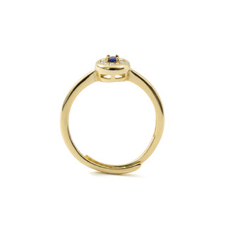 Anillo de Circonita Zafiro acabado en oro amarillo de 18k - Sahspu-AZUL
