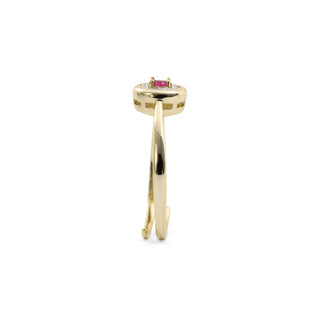 Anillo de Circonita Rubí acabado en oro amarillo de 18k - Sahspu-ROJO