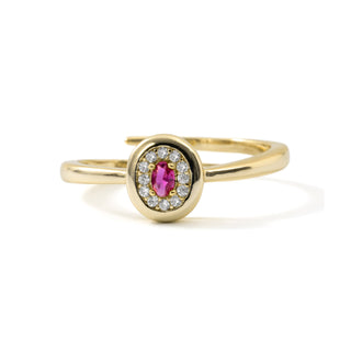 Anillo de Circonita Rubí acabado en oro amarillo de 18k - Sahspu-ROJO