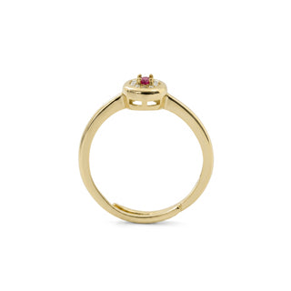 Anillo de Circonita Rubí acabado en oro amarillo de 18k - Sahspu-ROJO