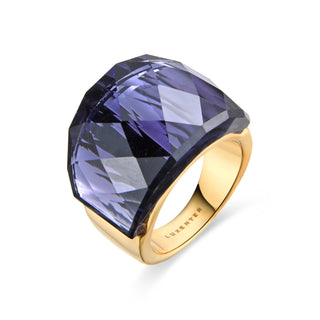 Anillo con Cuarzo Hidrotermal Onix acabado en oro amarillo 18K - Fadino-morado