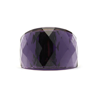 Anillo con Cuarzo Hidrotermal Onix acabado en oro amarillo 18K - Fadino-morado