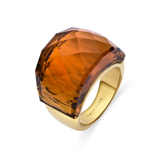 Anillo de Cuarzo Hidrotermal Naranja acabado en oro amarillo de 18k - Fadino-naranja