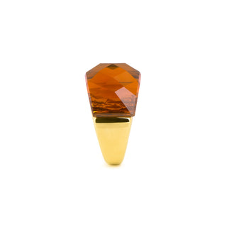 Anillo de Cuarzo Hidrotermal Naranja acabado en oro amarillo de 18k - Fadino-naranja