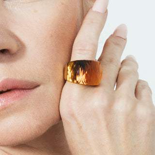 Anillo de Cuarzo Hidrotermal Naranja acabado en oro amarillo de 18k - Fadino-naranja