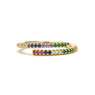 Anillo con Circonita Multicolor acabado oro 18k - Tazel-multicolor
