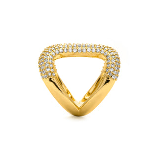 Anillo de Circonita Brillante acabado en oro amarillo de 18k - Rudma-blanco