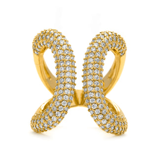 Anillo de Circonita Brillante acabado en oro amarillo de 18k - Rudma-blanco