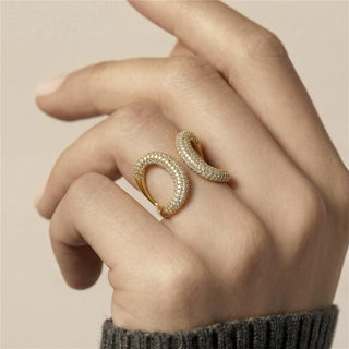 Anillo de Circonita Brillante acabado en oro amarillo de 18k - Rudma-blanco