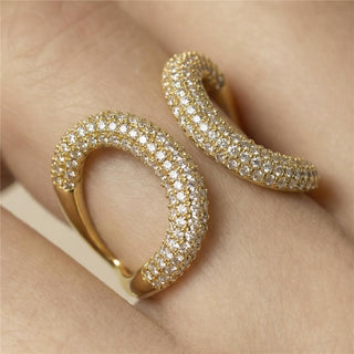 Anillo de Circonita Brillante acabado en oro amarillo de 18k - Rudma-blanco