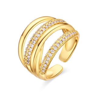 Anillo de Circonita Brillante acabado en oro amarillo de 18k - Raves-Amarillo