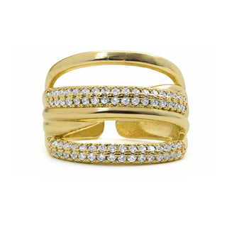 Anillo de Circonita Brillante acabado en oro amarillo de 18k - Raves-Amarillo