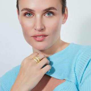 Anillo de Circonita Brillante acabado en oro amarillo de 18k - Raves-Amarillo