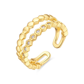 Anillo de Circonita Brillante acabado en oro amarillo de 18k - Anami-Amarillo