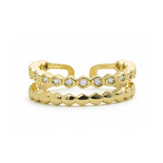 Anillo de Circonita Brillante acabado en oro amarillo de 18k - Anami-Amarillo