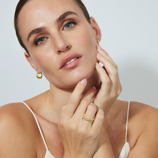 Anillo de Circonita Brillante acabado en oro amarillo de 18k - Anami-Amarillo