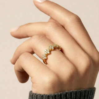 Anillo de Circonita Brillante acabado en oro amarillo de 18k - Siskal-Amarillo
