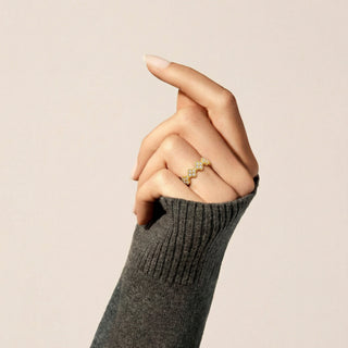 Anillo de Circonita Brillante acabado en oro amarillo de 18k - Siskal-Amarillo
