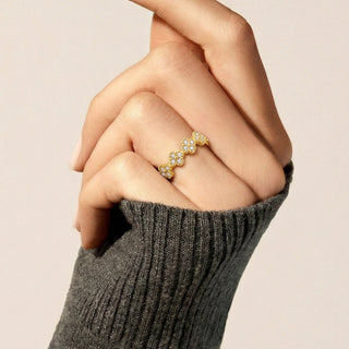 Anillo de Circonita Brillante acabado en oro amarillo de 18k - Siskal-Amarillo