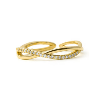Anillo de Circonita Brillante acabado en oro amarillo de 18k - Hagoe-Amarillo