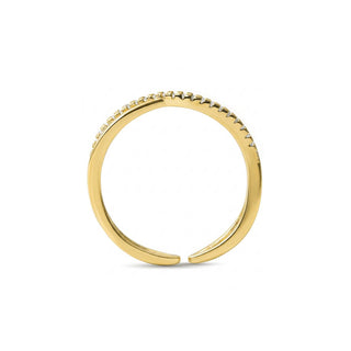 Anillo de Circonita Brillante acabado en oro amarillo de 18k - Hagoe-Amarillo