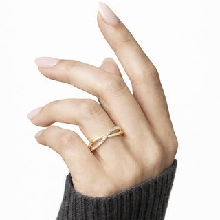 Anillo de Circonita Brillante acabado en oro amarillo de 18k - Hagoe-Amarillo