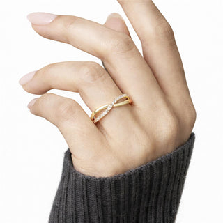Anillo de Circonita Brillante acabado en oro amarillo de 18k - Hagoe-Amarillo