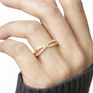 Anillo de Circonita Brillante acabado en oro amarillo de 18k - Hagoe-Amarillo