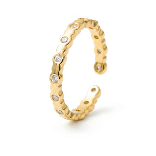 Anillo de Perla Blanca acabado en oro amarillo de 18k - Navi-Amarillo