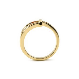 Anillo de Aleación de Metal y Circonita Multicolor acabado en oro amarillo de 18k - Hagor-MULTICOLOR