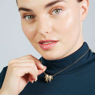 Collar acabado en rodio, oro amarillo y rosa de 18k - Eresron-AMARILLO