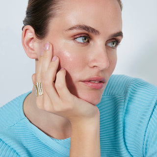 Anillo de Circonita Brillante acabado en oro amarillo de 18k - Oralis-Amarillo
