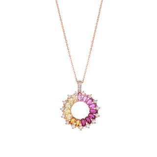 Collar de Circonita Multicolor acabado en oro rosa de 18k - Vehask-MULTICOLOR
