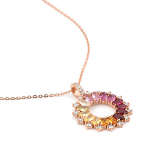 Collar de Circonita Multicolor acabado en oro rosa de 18k - Vehask-MULTICOLOR