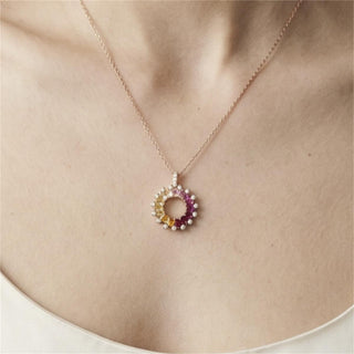 Collar de Circonita Multicolor acabado en oro rosa de 18k - Vehask-MULTICOLOR