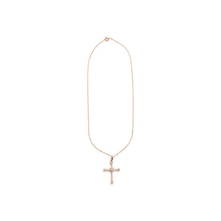 Collar Cruz acabado oro rosa 18k - Cruz-BLANCO