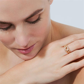 Anillo Ka acabado oro rosa 18k - Ka-BLANCO