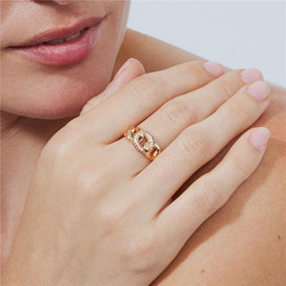 Anillo Ka acabado oro rosa 18k - Ka-BLANCO