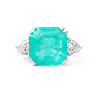 Anillo de Cuarzo Hidrotermal Verde Paraiba Acabado En Plata - Afrons-Plateado