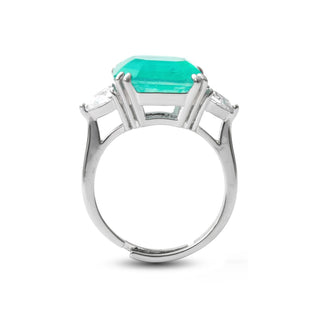Anillo de Cuarzo Hidrotermal Verde Paraiba Acabado En Plata - Afrons-Plateado