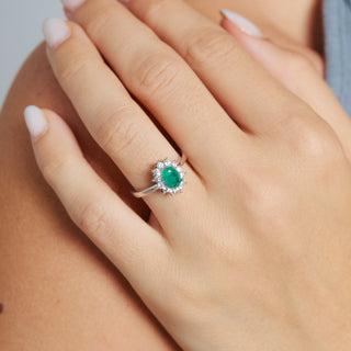 Anillo de Cuarzo Hidrotermal Verde acabado en rodio - Monaw-VERDE